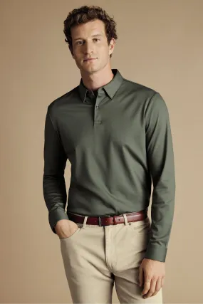 Charles Tyrwhitt - Long-sleeved polo in solid jersey
