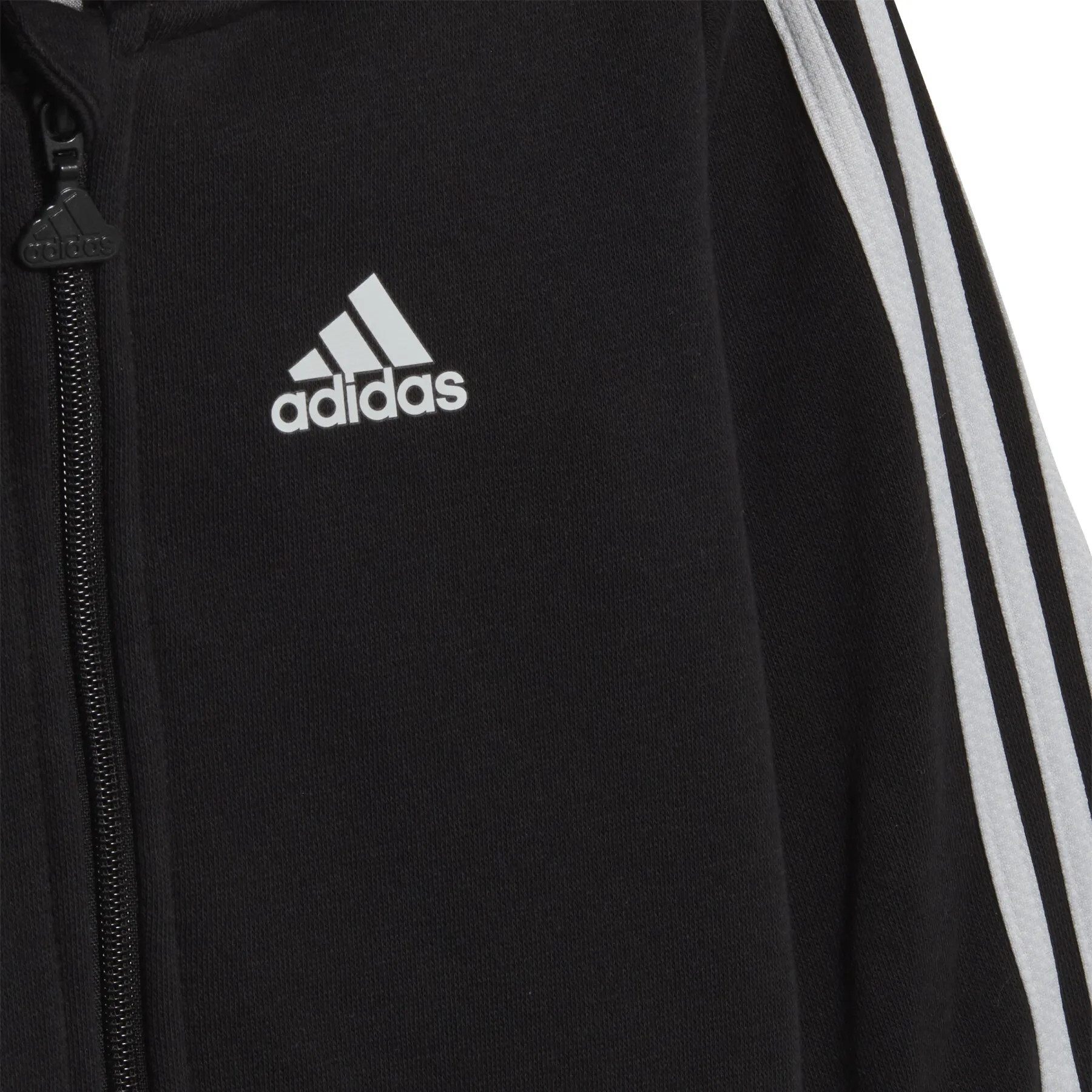 Kids' Full-Zip adidas 3-Stripes Fleece Hooded Tracksuit